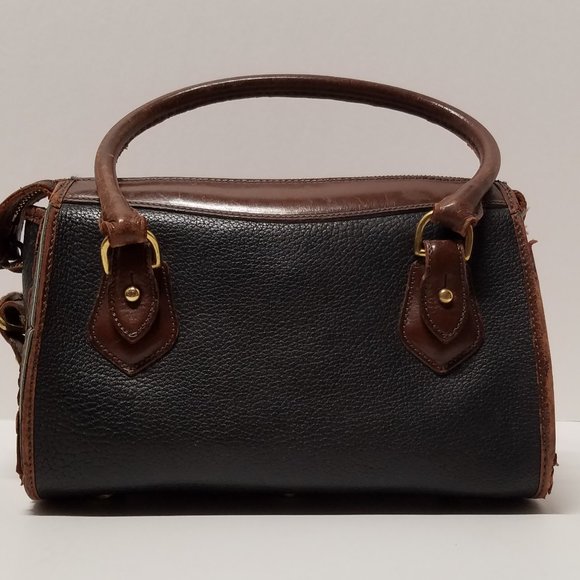 Dooney & Bourke Black & Burnt Cedar Leather Satchel - Vintage - Picture 3 of 16